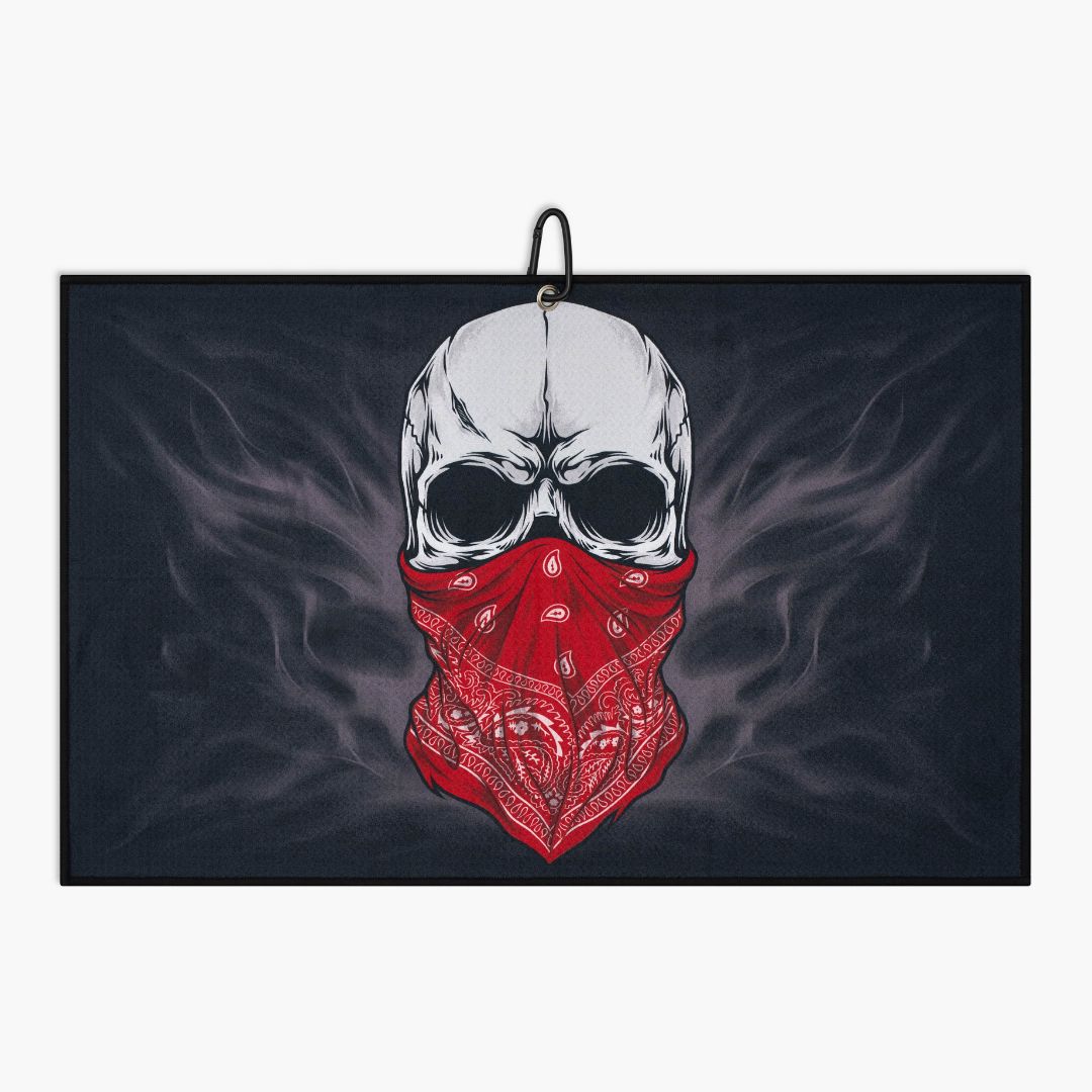 cool golf towel with skull in bandana