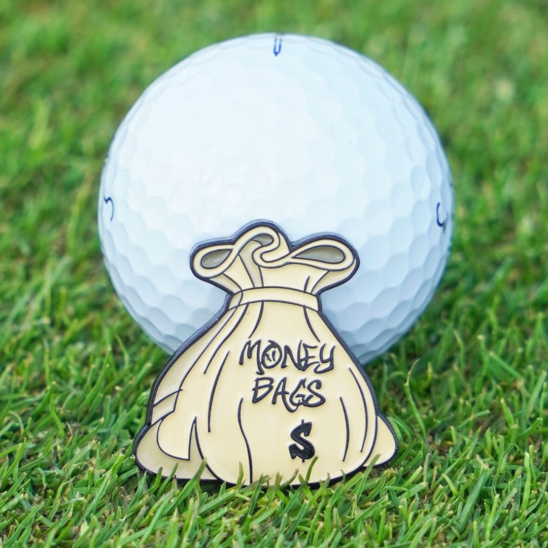 Cool golf ball marker with money bags design