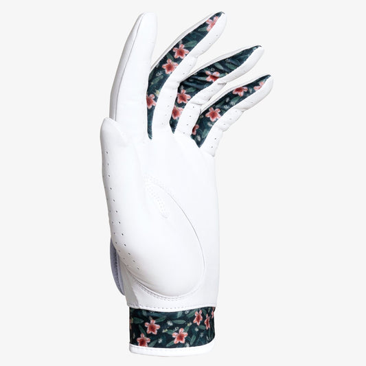 White glove with floral pattern on a white background