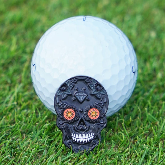 black skull golf ball marker